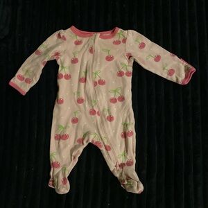 Wonder Nation Cherry Print Footie in Cream and Pink